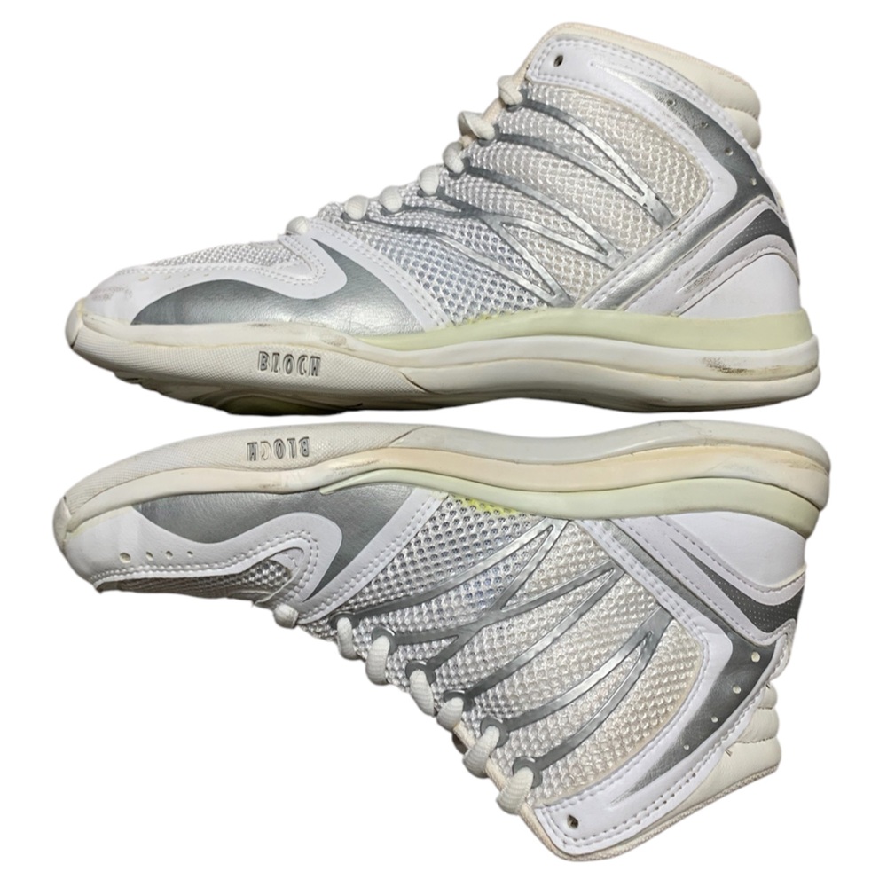Bloch Dance Fitness High Top Shoes Silver White Metallic SO921 Mens‎ 6 Womens 8